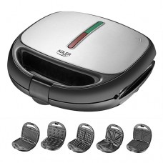 Aparat de sandwich multifunctional 5 in 1 Adler AD 3040 cu placi interschimbabile, pentru pregatire waffe, grill si sandwich